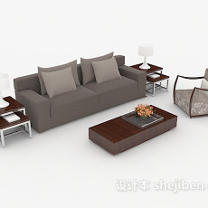 现代简约家居灰色组合沙发3d模型下载