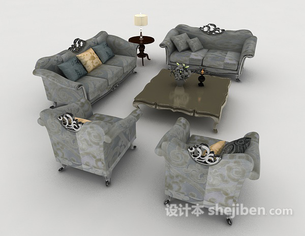 设计本欧式居家组合沙发3d模型下载