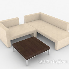 现代简约米白色多人沙发3d模型下载