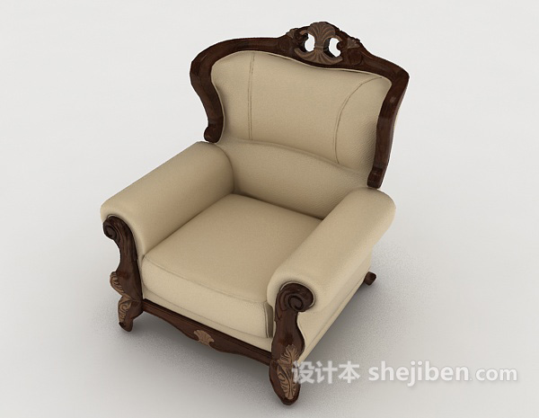 免费欧式简单式单人沙发3d模型下载