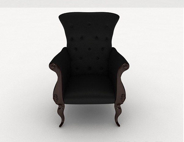 欧式风格欧式黑色简约单人沙发3d模型下载