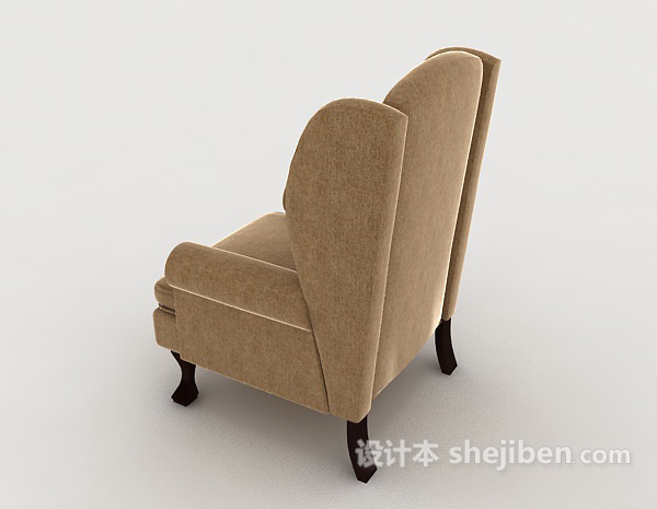 设计本欧式简约浅棕色单人沙发3d模型下载