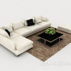 家居白色休闲组合沙发3d模型下载
