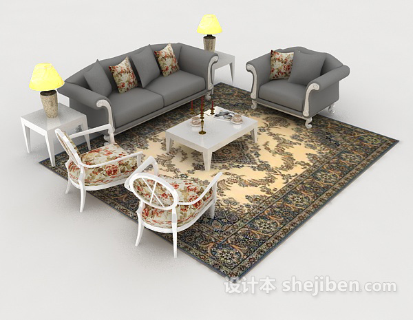 免费欧式风格简约组合沙发3d模型下载