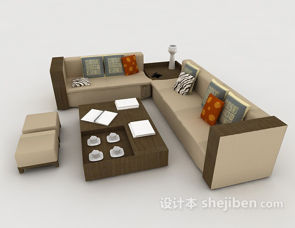免费家居现代简单组合沙发3d模型下载