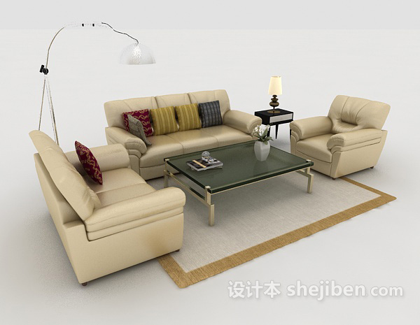 免费现代风格居家组合沙发3d模型下载