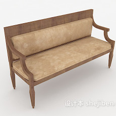 简欧实木长椅3d模型下载