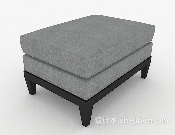 免费简约灰色沙发凳3d模型下载