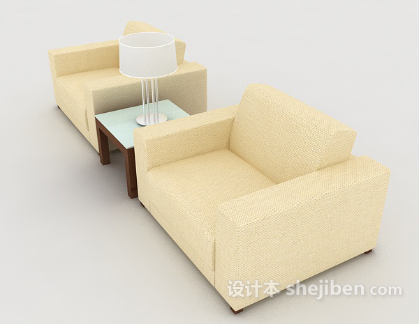 设计本简约黄色桌椅组合3d模型下载