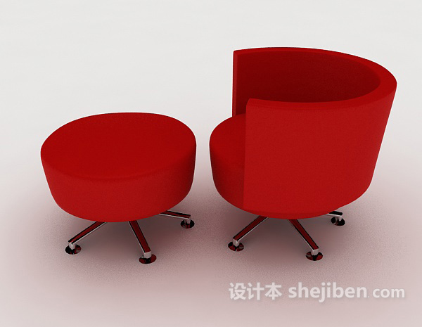 设计本红色圆休闲椅3d模型下载