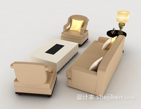 设计本现代木质棕色组合沙发3d模型下载