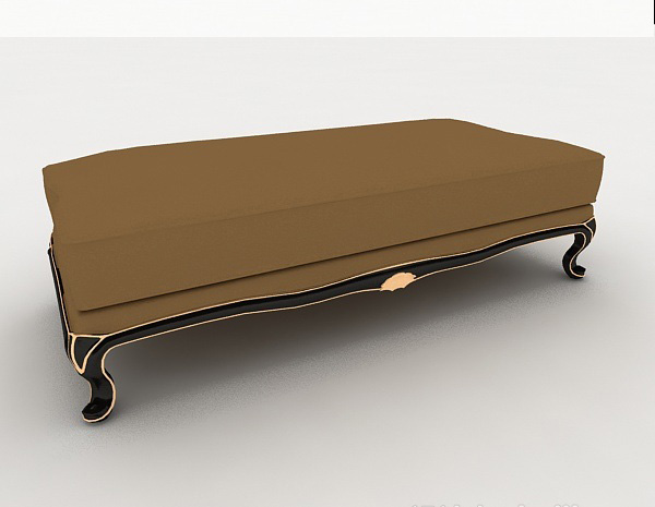免费欧式木质棕色沙发凳子3d模型下载