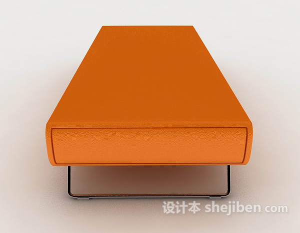 设计本简约橙色沙发长凳3d模型下载