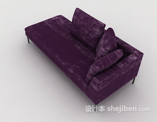 设计本紫色单人躺椅沙发3d模型下载