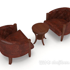 新中式沙发桌椅3d模型下载