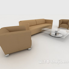 简约休闲棕色组合沙发3d模型下载