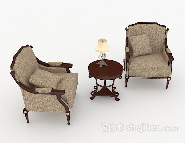 欧式风格简约欧式单人沙发3d模型下载