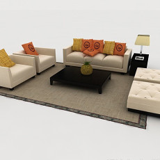 简约米白色组合沙发3d模型下载