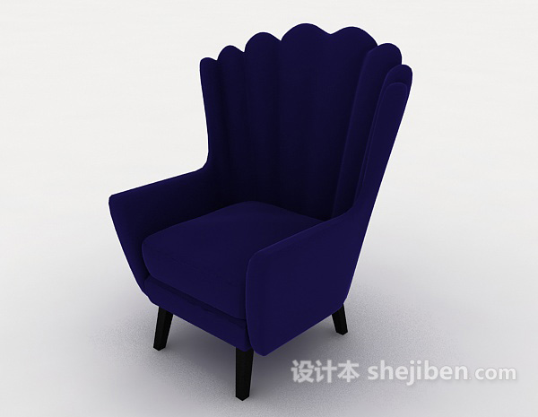 免费蓝色个性单人沙发3d模型下载