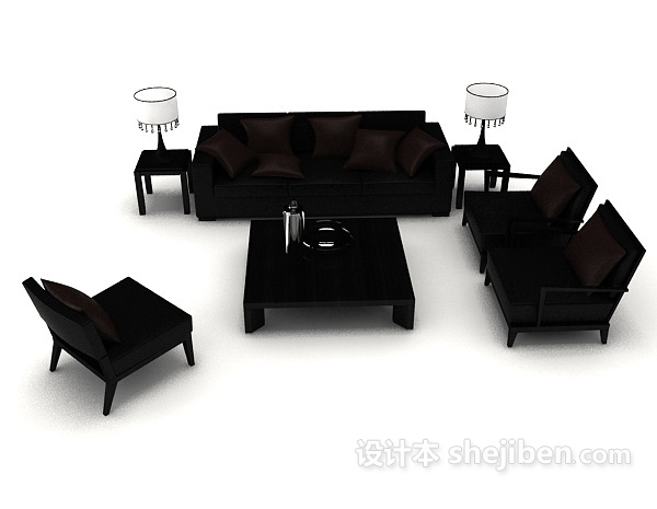 现代风格现代简约商务组合沙发3d模型下载