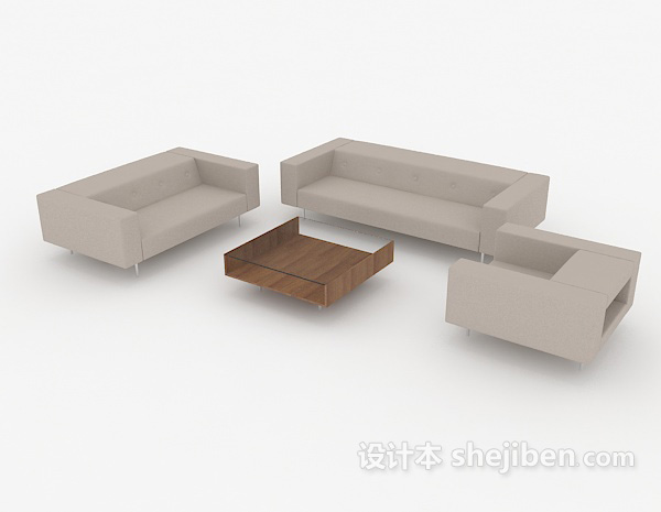 简单家居灰色组合沙发3d模型下载