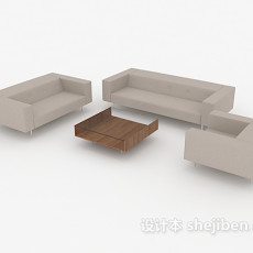 简单家居灰色组合沙发3d模型下载