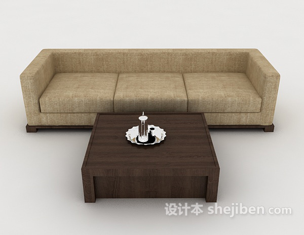 中式风格简单新中式家居沙发3d模型下载
