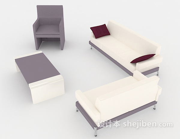 设计本简单白灰色组合沙发3d模型下载