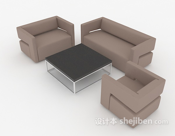 免费浅棕色组合沙发3d模型下载