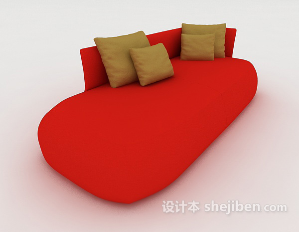 设计本简约红色双人沙发3d模型下载