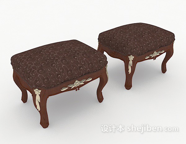 欧式沙发凳子3d模型下载