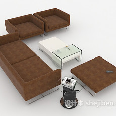 简约深棕色组合沙发3d模型下载