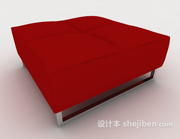 免费红色休闲沙发凳子3d模型下载