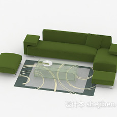 家居简单绿色组合沙发3d模型下载