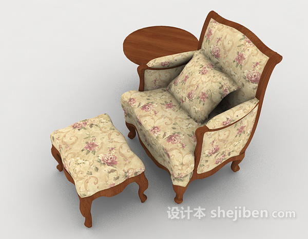 设计本田园花朵家居单人沙发3d模型下载