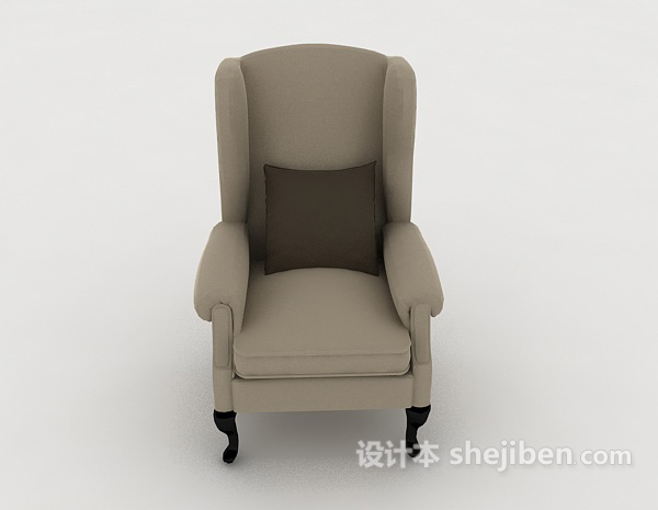 欧式风格简欧家居灰色单人沙发3d模型下载