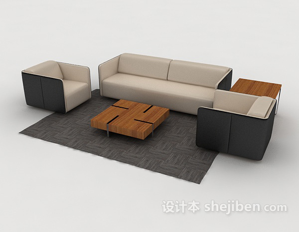现代风格现代简约灰棕色组合沙发3d模型下载