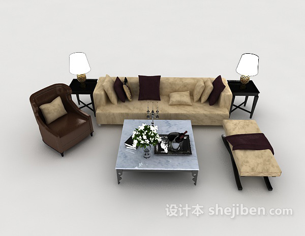 其它商务现代组合沙发3d模型下载