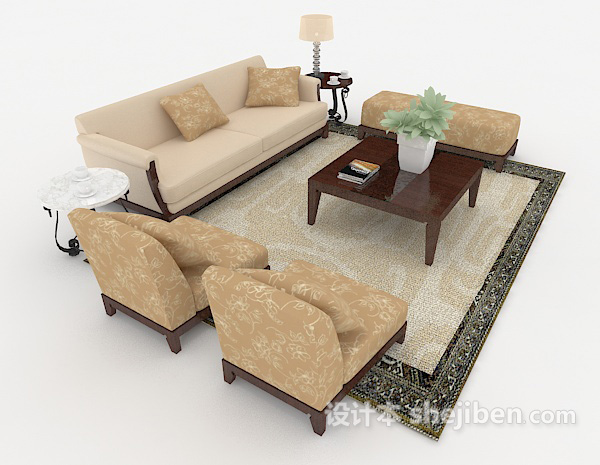 设计本新中式家具组合沙发3d模型下载
