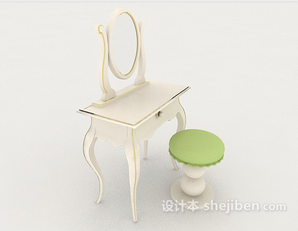 设计本简欧梳妆台椅3d模型下载