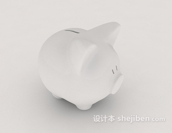 设计本白色小猪存钱罐3d模型下载