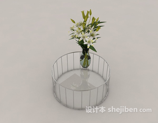 现代风格玻璃镂空茶几3d模型下载