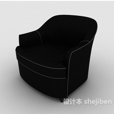 简单黑色单人沙发3d模型下载
