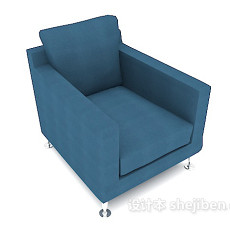 蓝色单人沙发3d模型下载