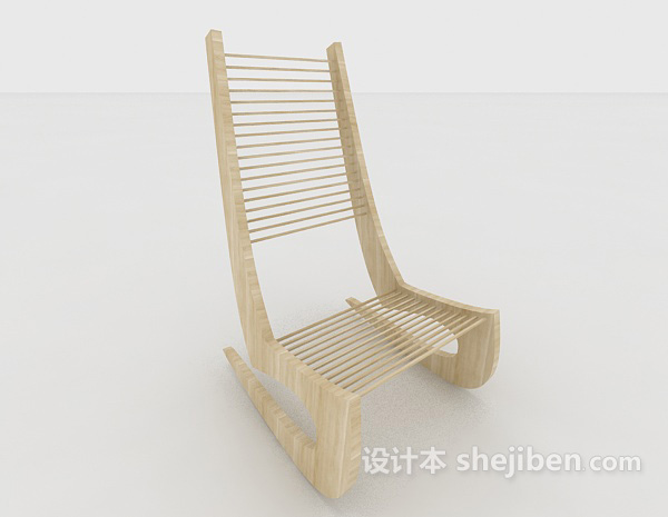 免费实木摇椅3d模型下载