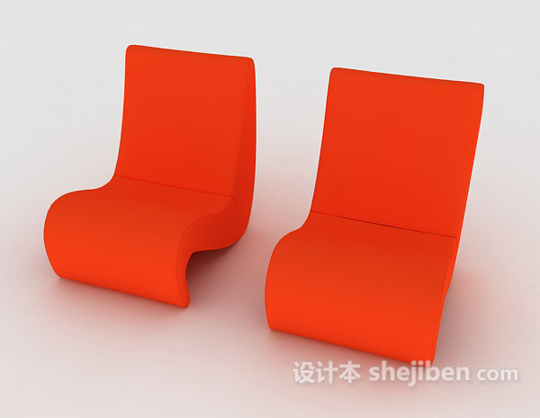 免费个性简约橙色休闲椅组合3d模型下载