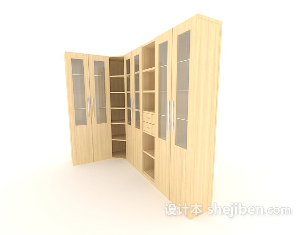 设计本米黄色书柜3d模型下载