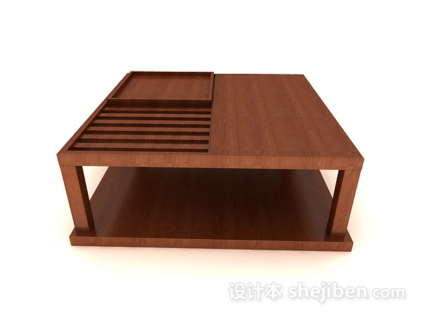日式风格日式小木桌3d模型下载