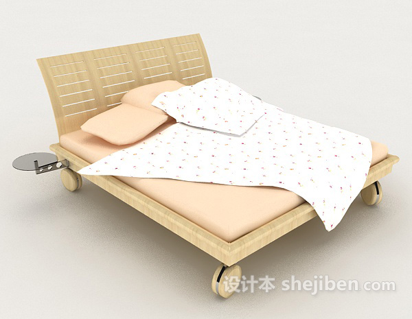 现代可移动单人床3d模型下载