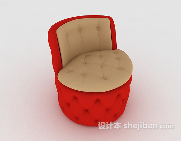 欧式风格欧式个性红色单人沙发3d模型下载